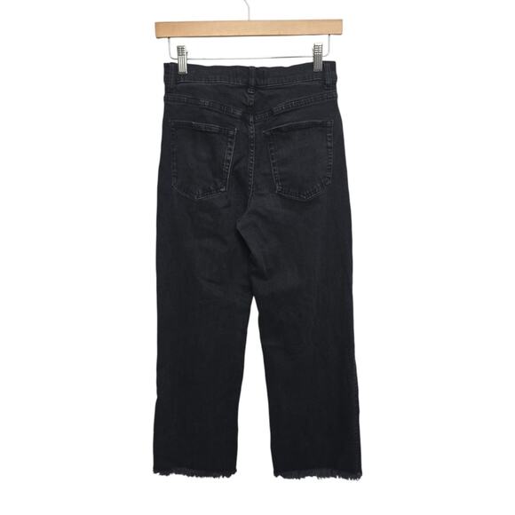 Reformation Womens Size 27‎ Black Emma High Rise Wide Leg Raw Hem Jeans 17800 - Picture 2 of 11